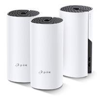 ROUTER TP-LINK DECO E43-PACK 3 PIEZAS AC1200 WHOLE-HOME SISTEMA EN MALLA WI-FI PARA EL HOGAR DUAL-BAND 802.11AC/N/A 2 PUERTOS WAN/LAN 10/100MBPS, 1 PUERTO DE ALIMENTACION 2 ANTENAS INTERNAS